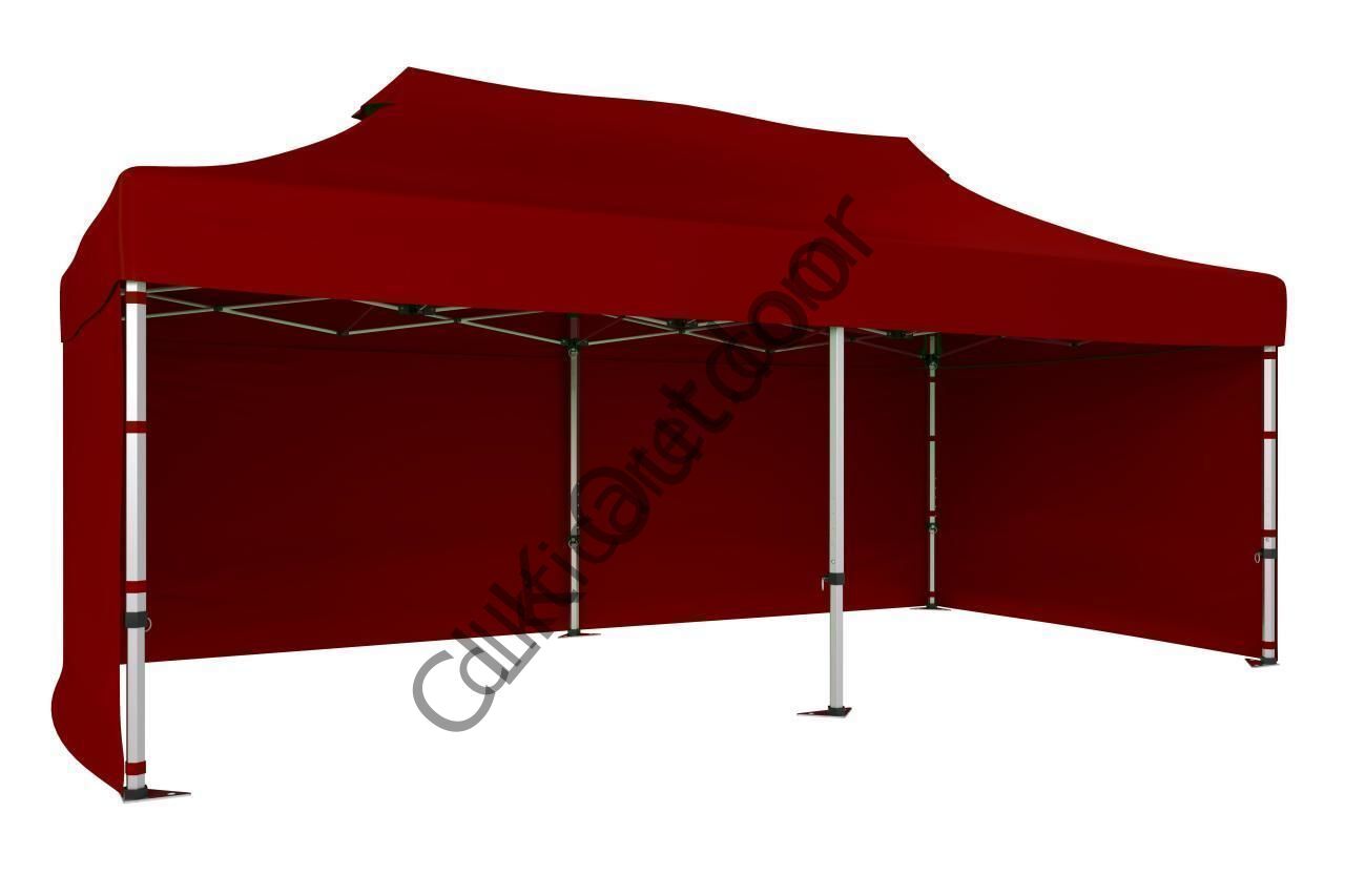 CLK 2,5x5 40 mm Katlanabilir Tente Gazebo Çadır Gazebo Çadır 3 Yan Kapalı Bordo