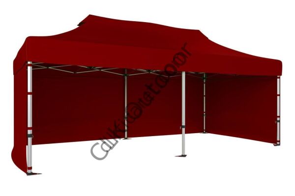 CLK 2,5x5 40 mm Katlanabilir Tente Gazebo Çadır Gazebo Çadır 3 Yan Kapalı Bordo