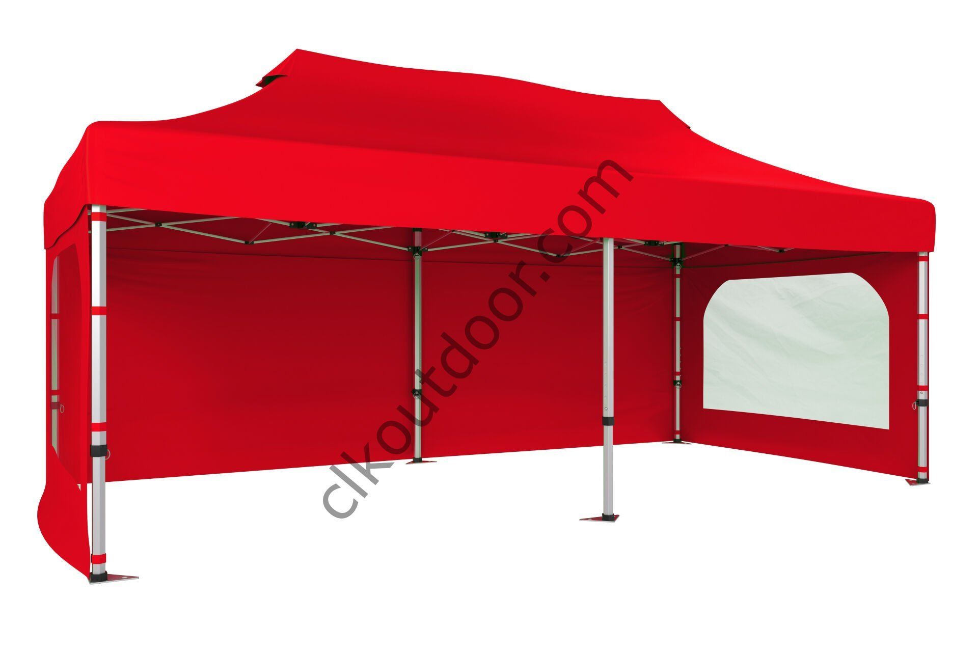 CLK 4x8 40 mm Katlanabilir Tente Gazebo Çadır Gazebo Çadır 3 Yan Duvarlı 2 Pencereli Kırmızı