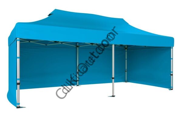 CLK 2,5x5 40 mm Katlanabilir Tente Gazebo Çadır Gazebo Çadır 3 Yan Kapalı Açık Mavi (Turkuaz)