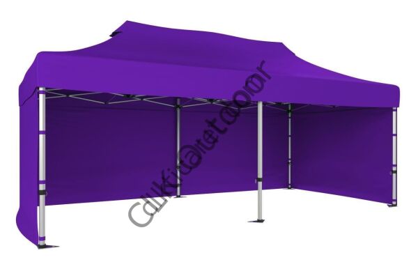 CLK 2,5x5 40 mm Katlanabilir Tente Gazebo Çadır Gazebo Çadır 3 Yan Kapalı Mor