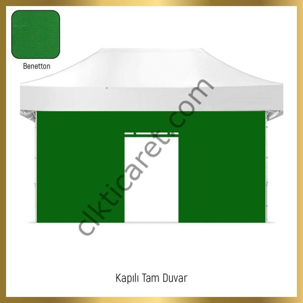 CLK 3x4,5 Katlanabilir Tente Gazebo Portatif Çadır 30 mm 3 Yan Kapalı 1 Kapılı