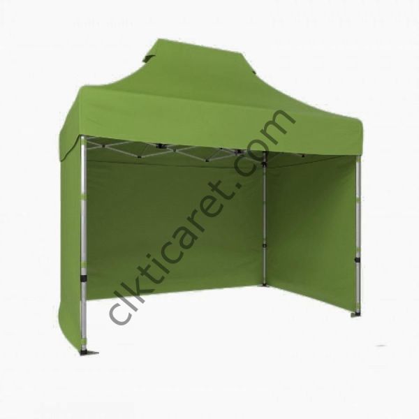 CLK 2x3 40mm Alüminyum Katlanabilir Tente Gazebo Çadır 3 Kenar Kapalı Haki Askeri Yeşil