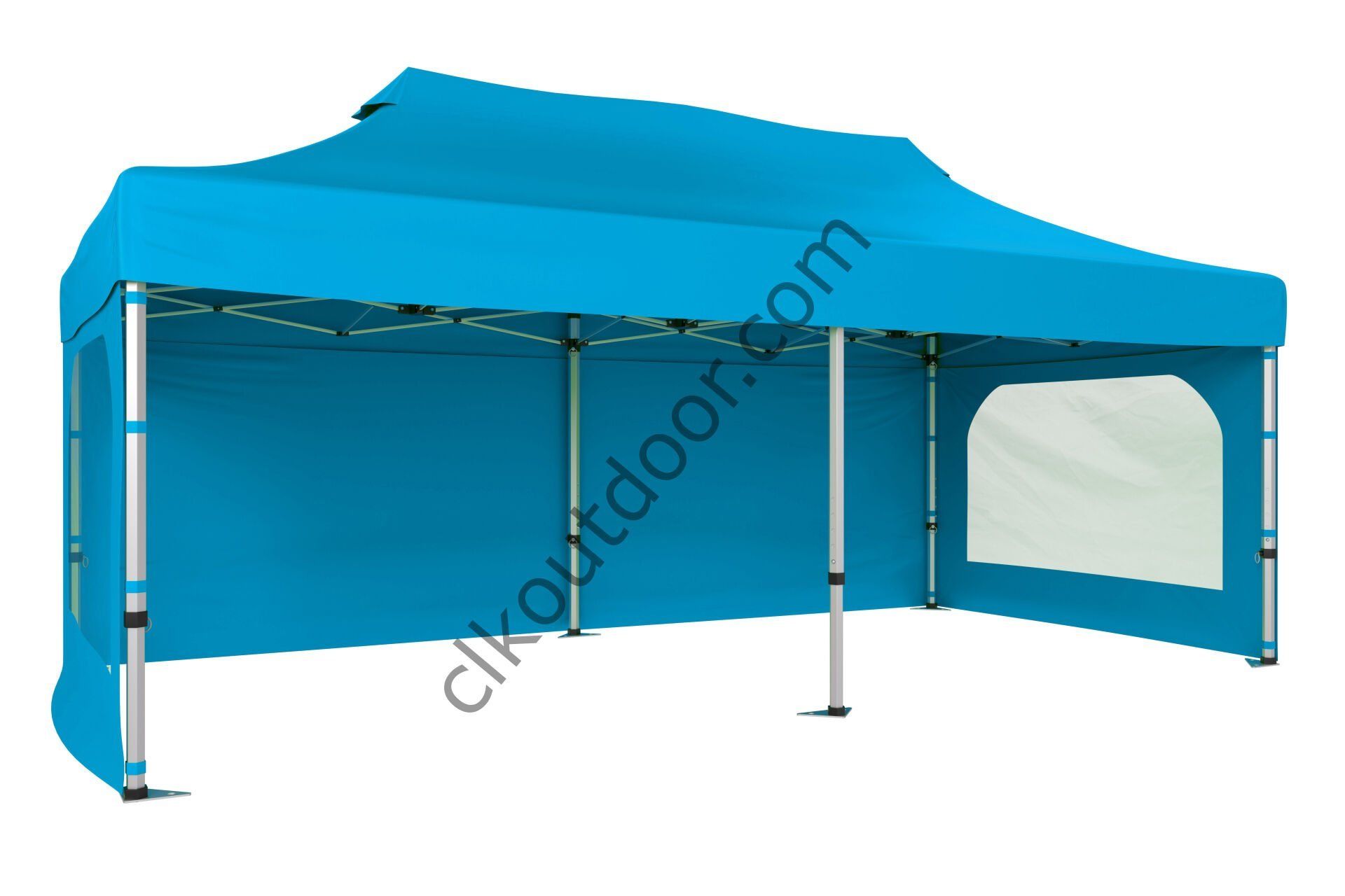 CLK 4x8 40 mm Katlanabilir Tente Gazebo Çadır Gazebo Çadır 3 Yan Duvarlı 2 Pencereli Açık Mavi (Turkuaz)