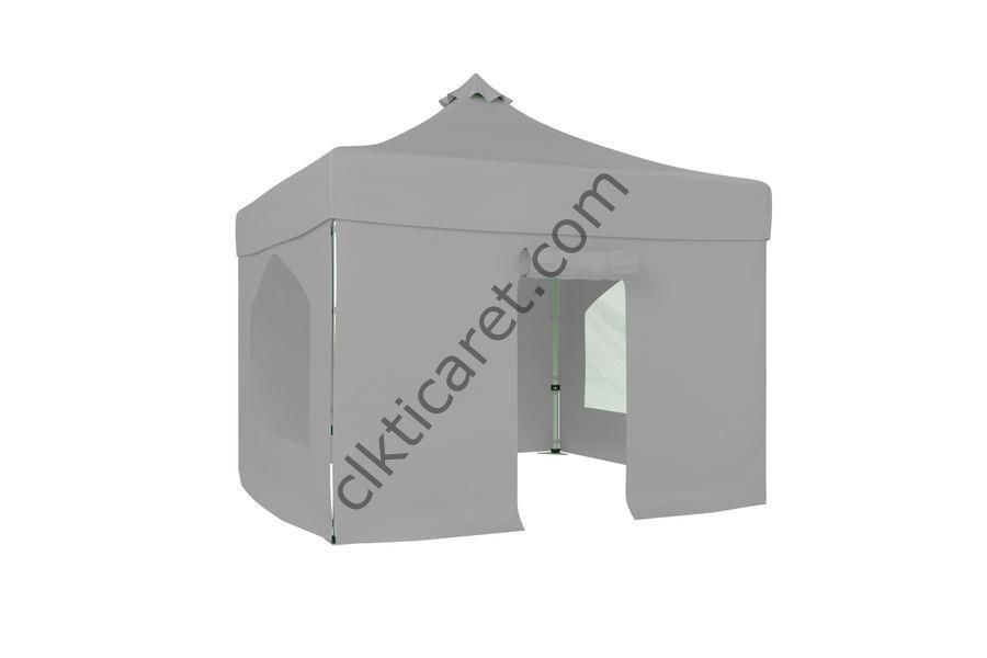 CLK 2,5x2,5 40 mm Katlanabilir Tente Gazebo Çadır Gazebo Çadır 2 Yan Pencereli 1 Yan Aksesuarsız 1 Yan Kapılı Açık Gri