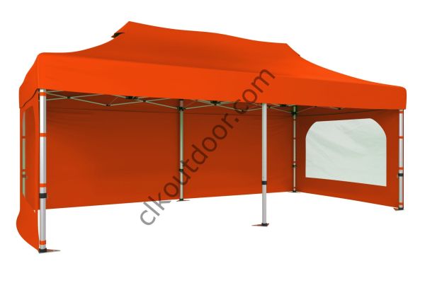 CLK 4x8 40 mm Katlanabilir Tente Gazebo Çadır Gazebo Çadır 3 Yan Duvarlı 2 Pencereli Turuncu