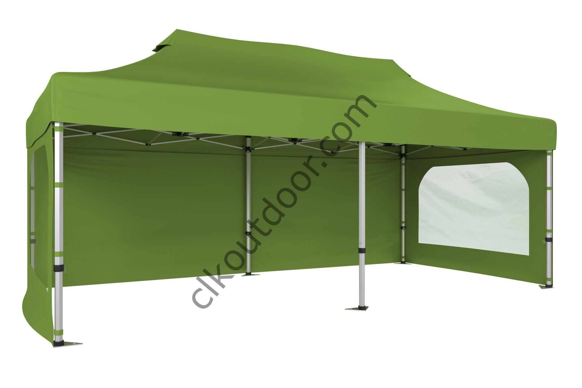 CLK 4x8 40 mm Katlanabilir Tente Gazebo Çadır Gazebo Çadır 3 Yan Duvarlı 2 Pencereli Haki Askeri Yeşil