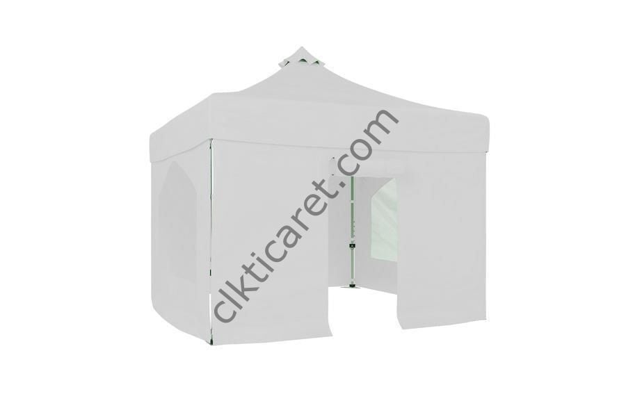 CLK 2,5x2,5 40 mm Katlanabilir Tente Gazebo Çadır Gazebo Çadır 2 Yan Pencereli 1 Yan Aksesuarsız 1 Yan Kapılı Beyaz