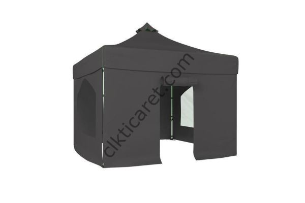 CLK 2,5x2,5 40 mm Katlanabilir Tente Gazebo Çadır Gazebo Çadır 2 Yan Pencereli 1 Yan Aksesuarsız 1 Yan Kapılı Gri