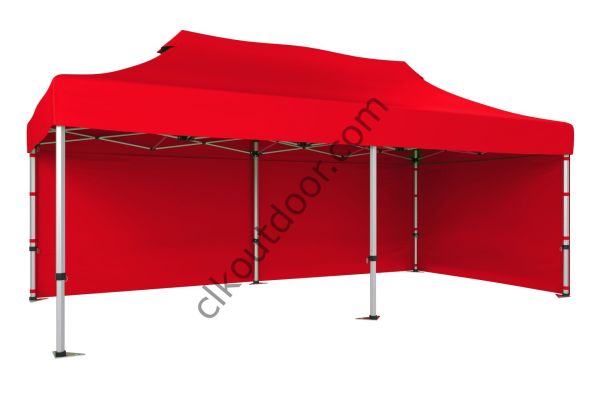 CLK 4x8 40 mm Katlanabilir Tente Gazebo Çadır Çardak Portatif 2 Yan Kapalı Kırmızı
