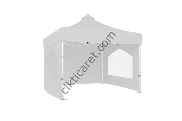 CLK 3x3 Katlanabilir Tente Gazebo Portatif Çadır 30 mm 3 Yan Duvarlı 2 Pencereli Beyaz