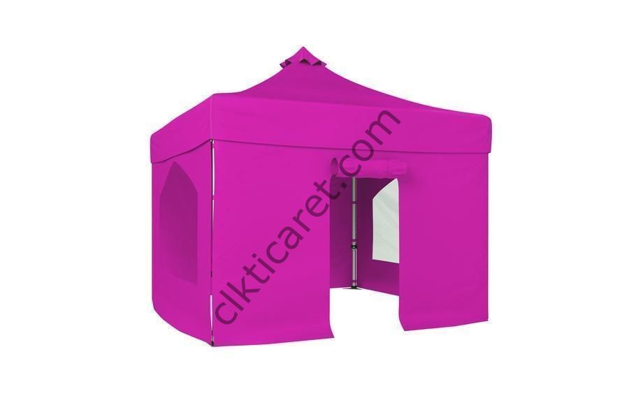 CLK 2,5x2,5 40 mm Katlanabilir Tente Gazebo Çadır Gazebo Çadır 2 Yan Pencereli 1 Yan Aksesuarsız 1 Yan Kapılı Pembe