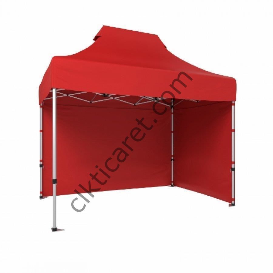 CLK 2x3 40mm Alüminyum Katlanabilir Tente Gazebo Çadır 2 Kenar Kapalı Kırmızı