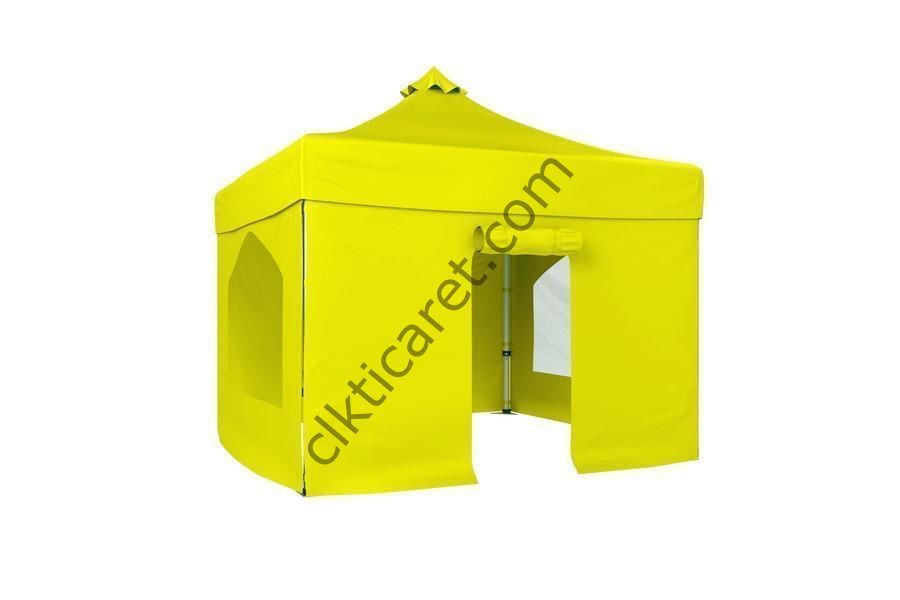 CLK 2,5x2,5 40 mm Katlanabilir Tente Gazebo Çadır Gazebo Çadır 2 Yan Pencereli 1 Yan Aksesuarsız 1 Yan Kapılı Sarı