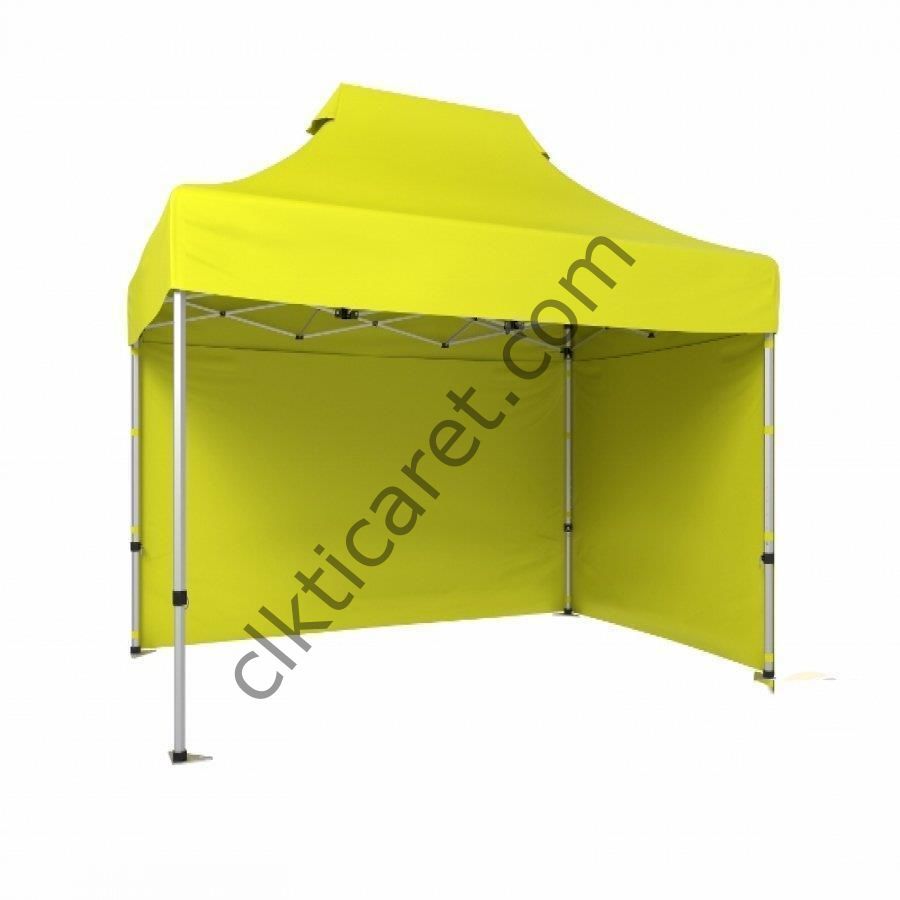CLK 2x3 40mm Alüminyum Katlanabilir Tente Gazebo Çadır 2 Kenar Kapalı Sarı
