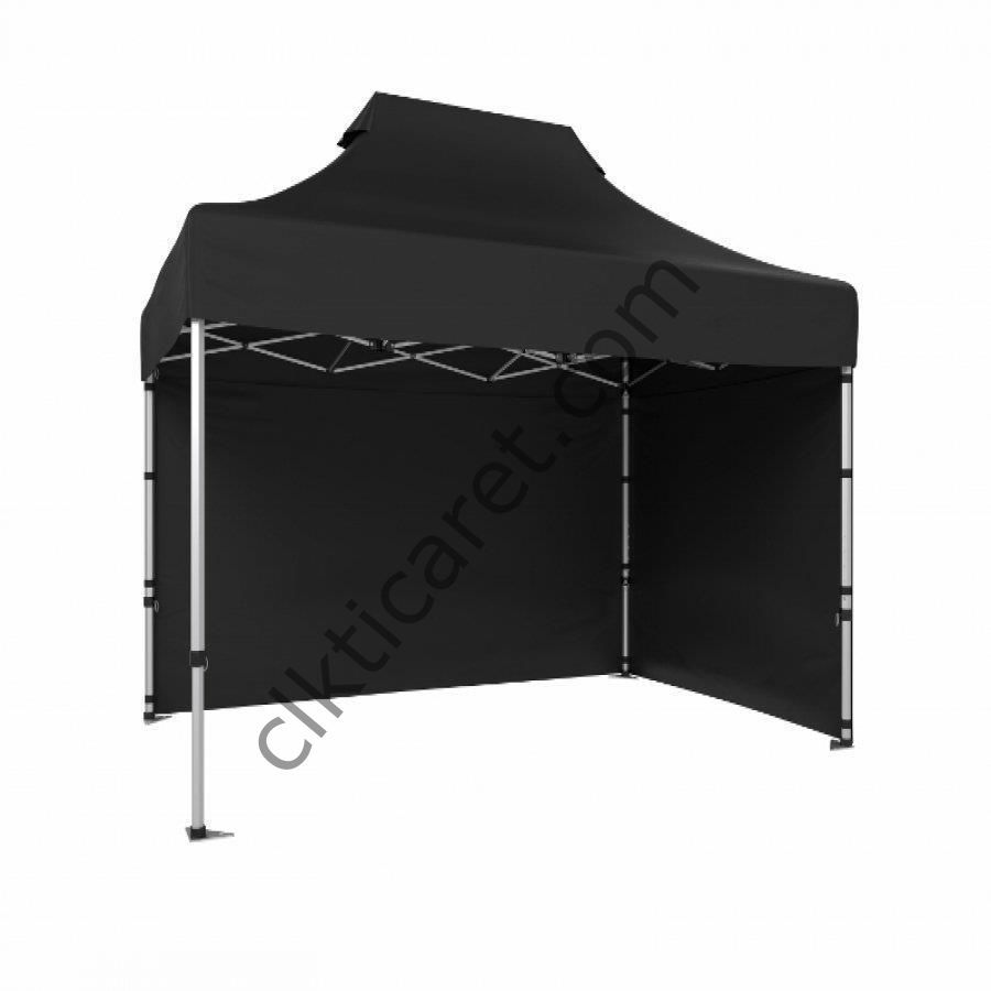 CLK 2x3 40mm Alüminyum Katlanabilir Tente Gazebo Çadır 2 Kenar Kapalı Siyah