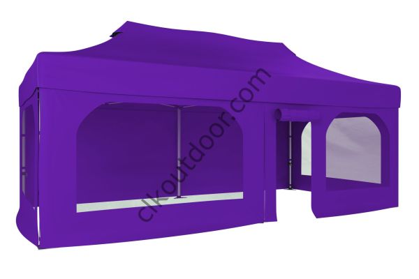 CLK 4x8 40 mm Katlanabilir Tente Gazebo Çadır Gazebo Çadır 2 Yan Pencereli 1 Yan Aksesuarsız 1 Yan Kapı ve Pencereli Mor