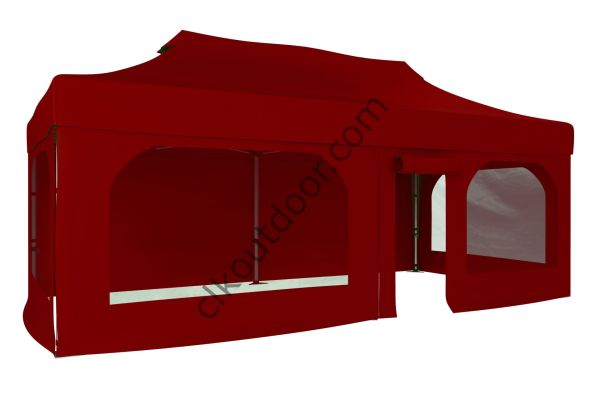 CLK 4x8 40 mm Katlanabilir Tente Gazebo Çadır Gazebo Çadır 2 Yan Pencereli 1 Yan Aksesuarsız 1 Yan Kapı ve Pencereli Bordo