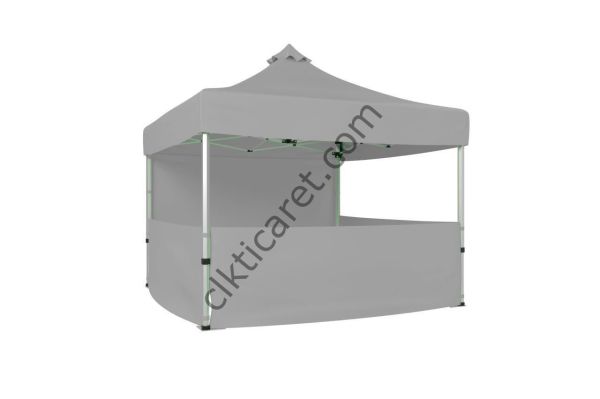 CLK 3x3 Katlanır Gazebo Tente 1 Tam Duvar 3 Yarım Duvar Açık Gri