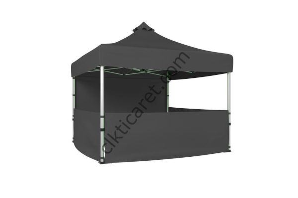 CLK 3x3 Katlanır Gazebo Tente 1 Tam Duvar 3 Yarım Duvar Gri