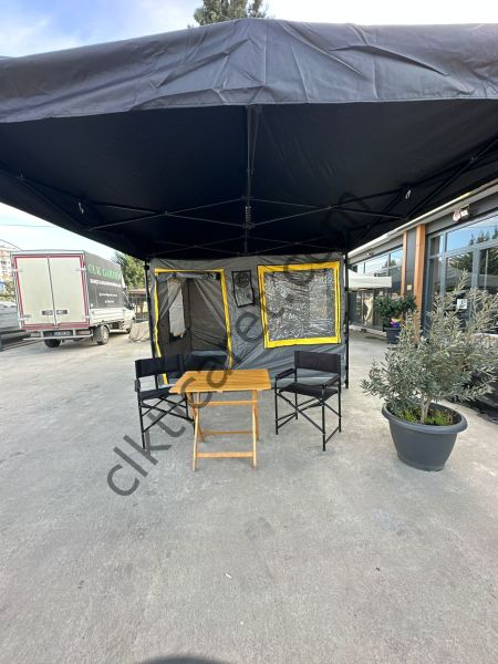 CLK 3x6 Verendalı 30 mm Profil Katlanır Portatif Gazebo Kamp Çadır Antrasit Gri Kırmızı