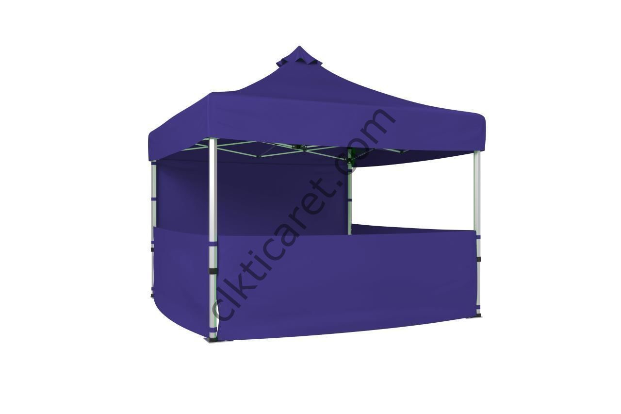 CLK 3x3 Katlanır Gazebo Tente 1 Tam Duvar 3 Yarım Duvar Lacivert