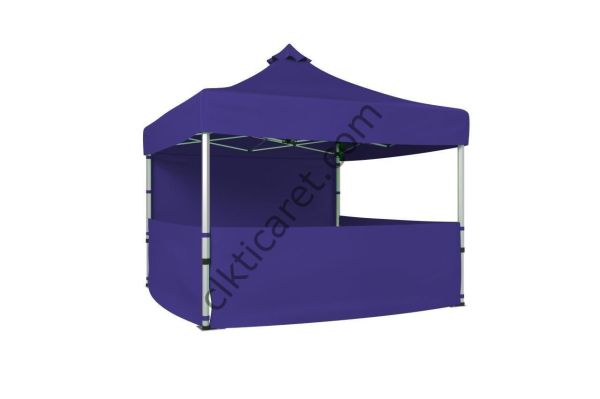 CLK 3x3 Katlanır Gazebo Tente 1 Tam Duvar 3 Yarım Duvar Lacivert