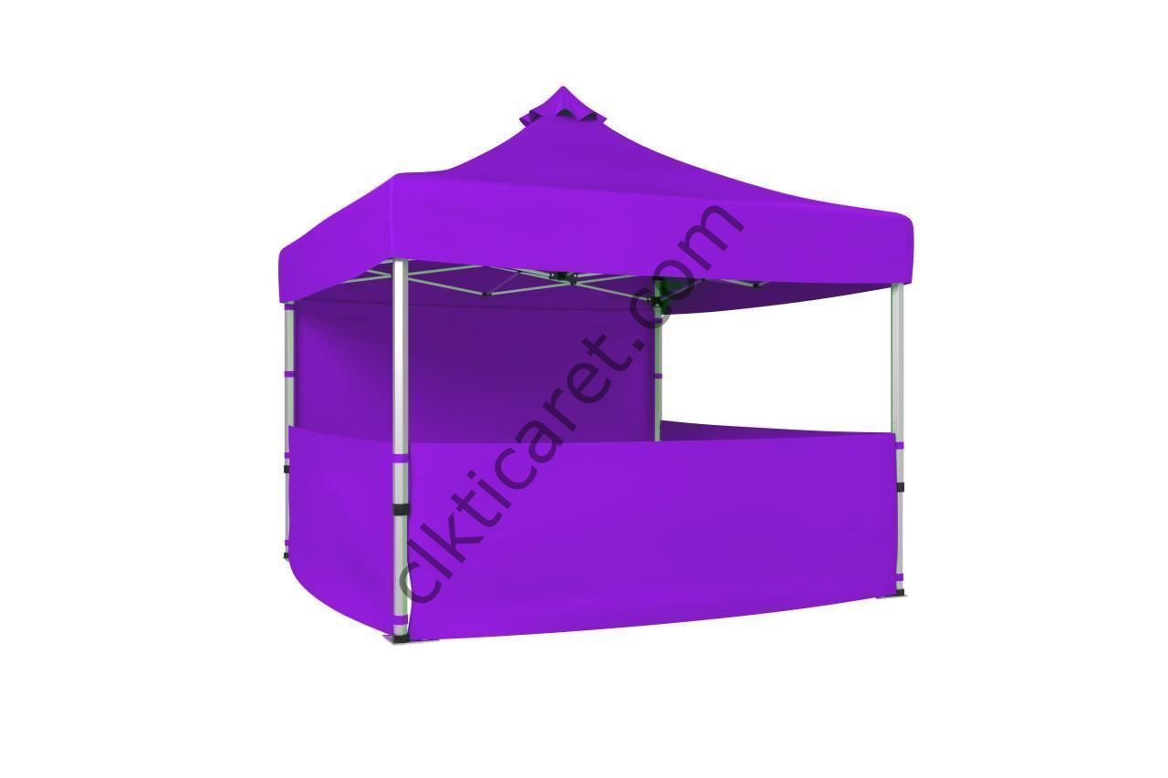 CLK 3x3 Katlanır Gazebo Tente 1 Tam Duvar 3 Yarım Duvar Lila