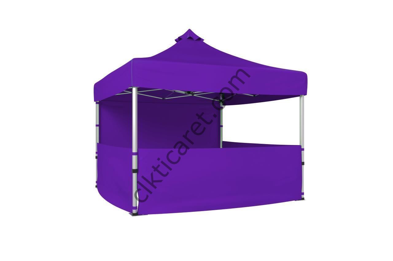 CLK 3x3 Katlanır Gazebo Tente 1 Tam Duvar 3 Yarım Duvar Mor