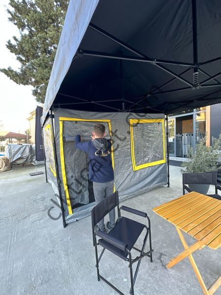 CLK 3x6 Verendalı 30 mm Profil Katlanır Portatif Gazebo Kamp Çadır Antrasit Gri Gri