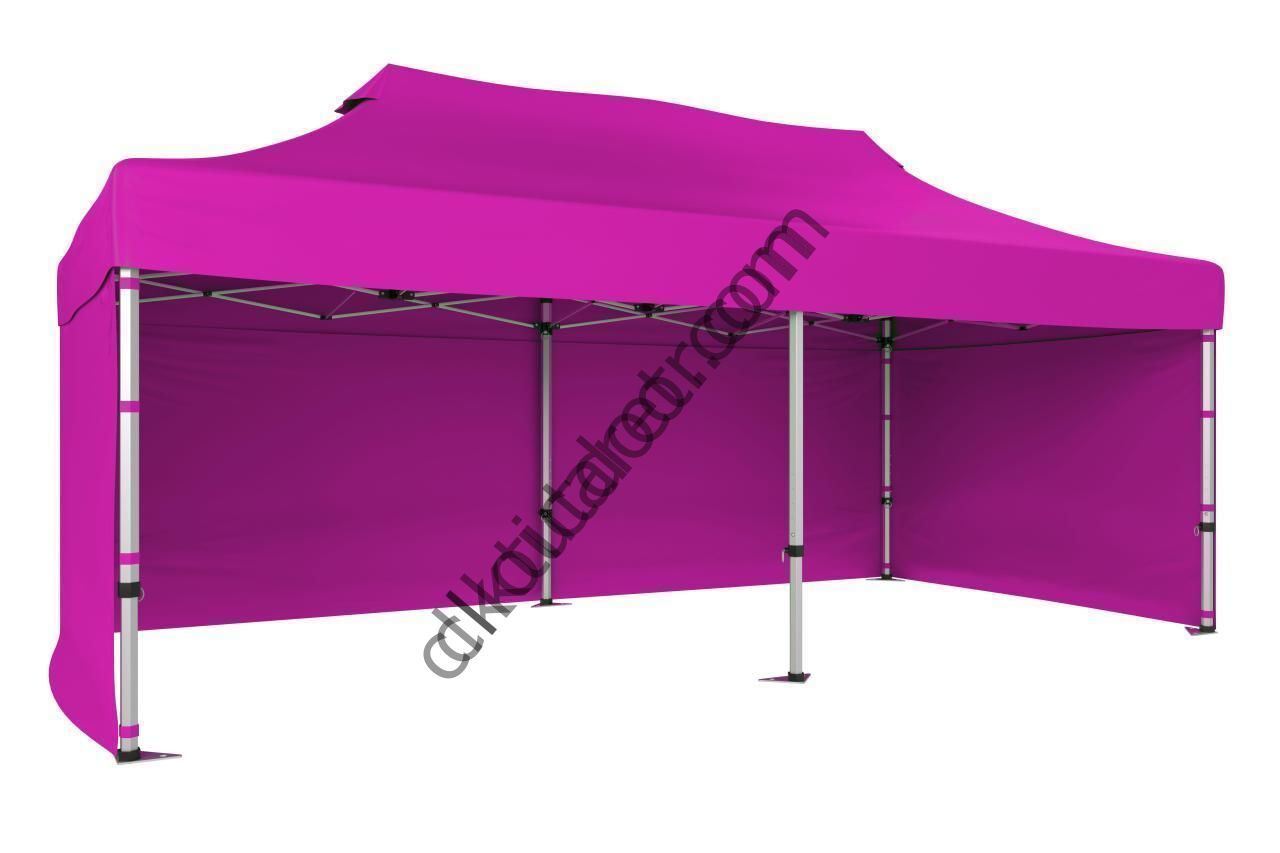 CLK 2x4 mt 40mm Alüminyum Katlanabilir Tente Gazebo Çadır 3 Yan Kapalı Pembe