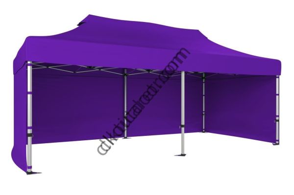 CLK 2x4 mt 40mm Alüminyum Katlanabilir Tente Gazebo Çadır 3 Yan Kapalı Mor