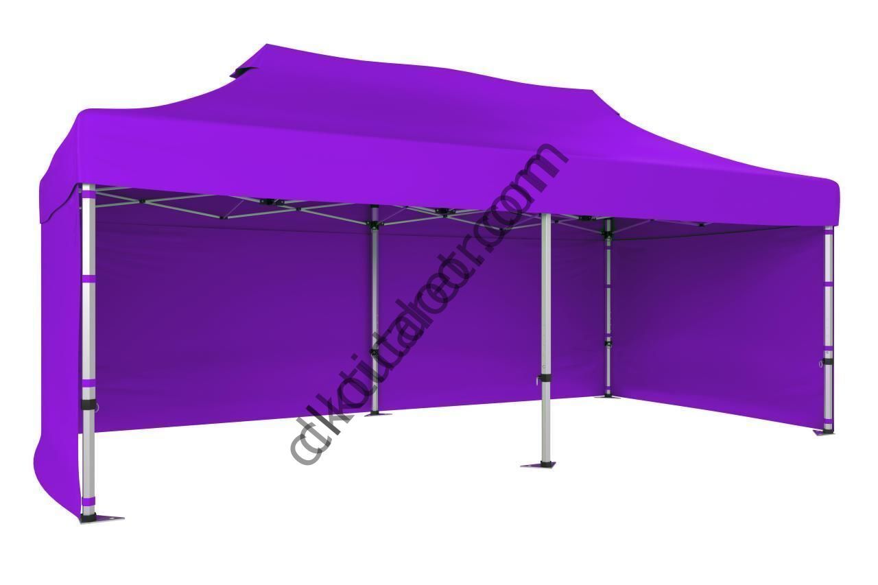 CLK 2x4 mt 40mm Alüminyum Katlanabilir Tente Gazebo Çadır 3 Yan Kapalı Lila