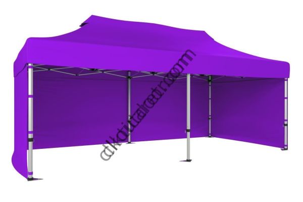 CLK 2x4 mt 40mm Alüminyum Katlanabilir Tente Gazebo Çadır 3 Yan Kapalı Lila
