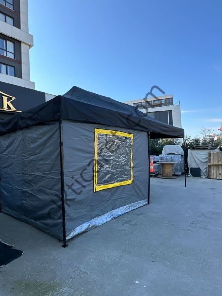 CLK 3x6 Verendalı 30 mm Profil Katlanır Portatif Gazebo Kamp Çadır Antrasit Gri Kamuflaj Desen