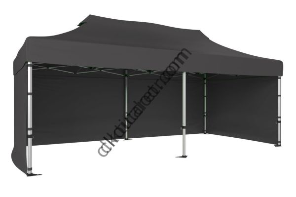 CLK 2x4 mt 40mm Alüminyum Katlanabilir Tente Gazebo Çadır 3 Yan Kapalı Gri