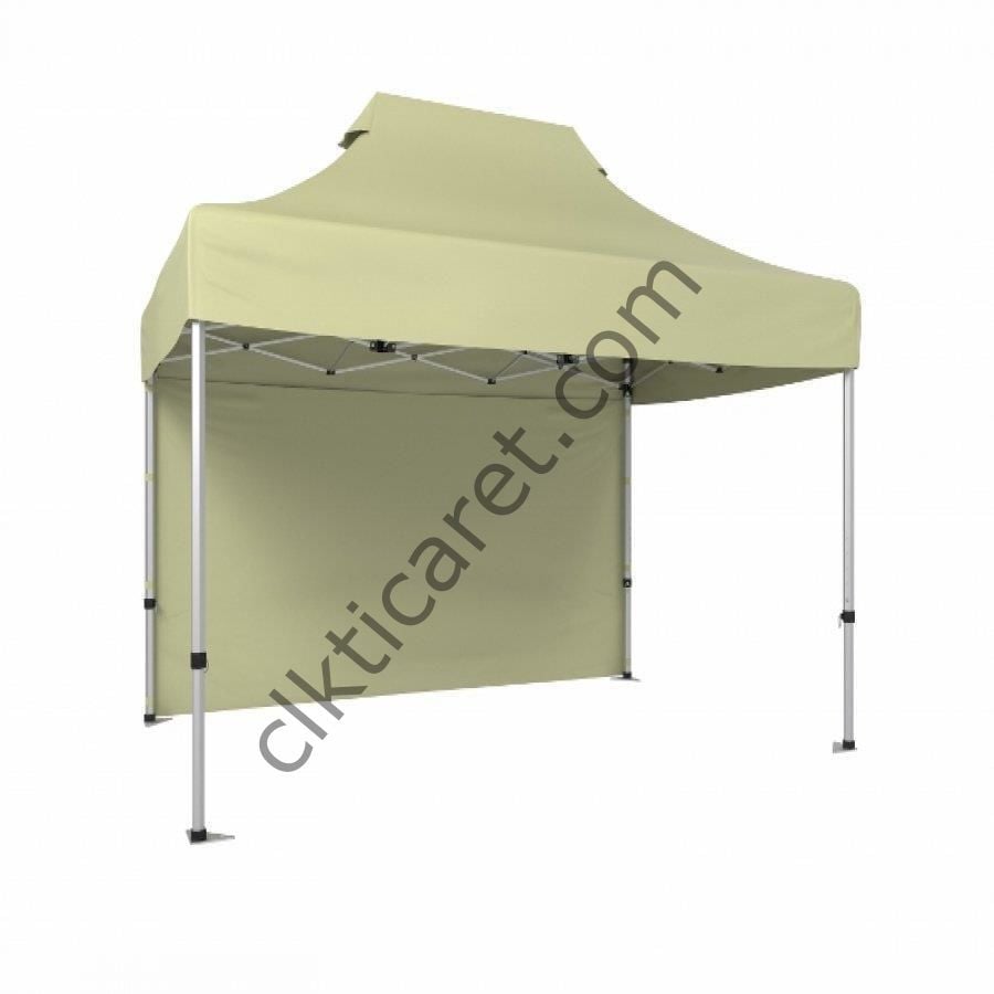 CLK 2x3 40mm Alüminyum Katlanabilir Tente Gazebo Çadır 1 Kenar Kapalı Krem