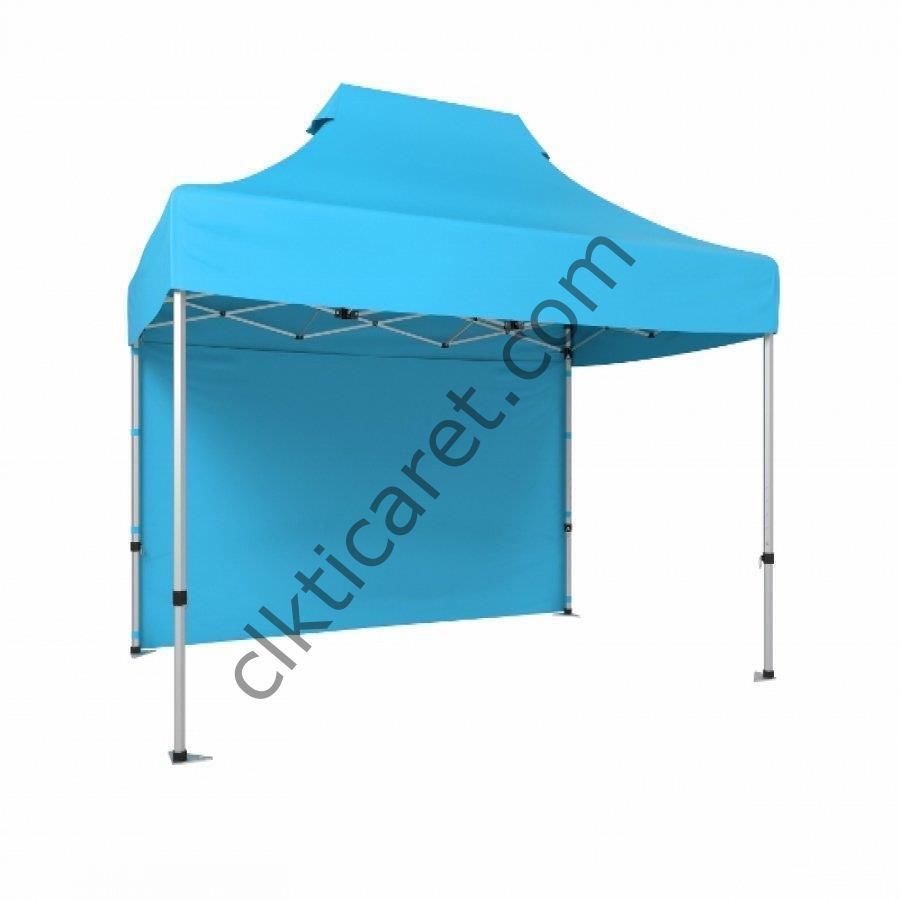CLK 2x3 40mm Alüminyum Katlanabilir Tente Gazebo Çadır 1 Kenar Kapalı Açık Mavi (Turkuaz)