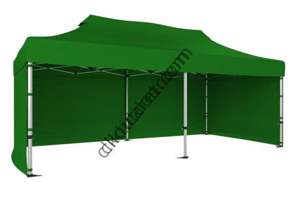 CLK 2x4 mt 40mm Alüminyum Katlanabilir Tente Gazebo Çadır 3 Yan Kapalı Benetton Yeşil