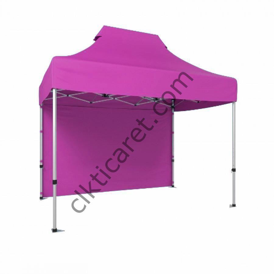 CLK 2x3 40mm Alüminyum Katlanabilir Tente Gazebo Çadır 1 Kenar Kapalı Pembe