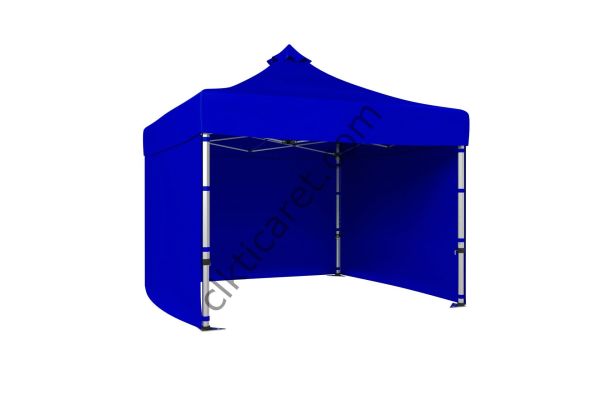 CLK 3x3 Katlanabilir Tente Gazebo Portatif Çadır 30 mm 3 Yan Kapalı Saks Mavi