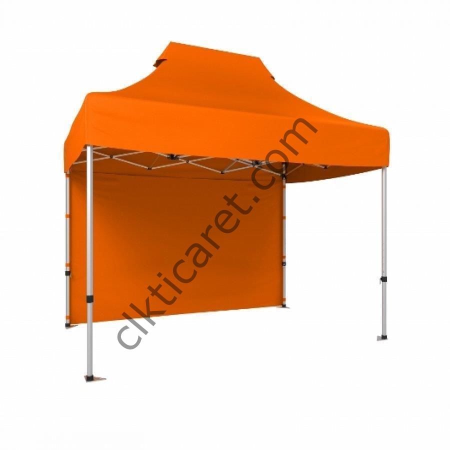 CLK 2x3 40mm Alüminyum Katlanabilir Tente Gazebo Çadır 1 Kenar Kapalı Turuncu