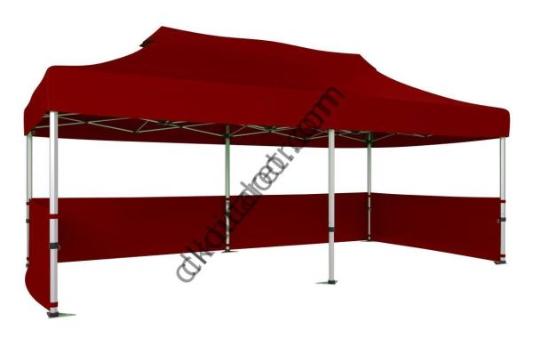 CLK 2x4 mt 40mm Alüminyum Katlanabilir Tente Gazebo Çadır 3 Kenar Yarım Duvarlı Bordo