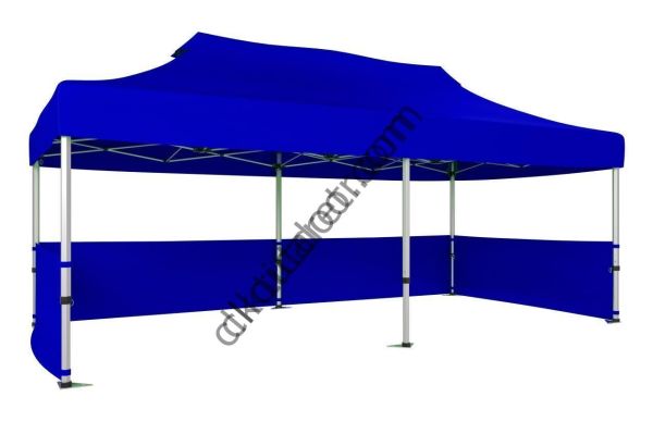CLK 2x4 mt 40mm Alüminyum Katlanabilir Tente Gazebo Çadır 3 Kenar Yarım Duvarlı Saks Mavi