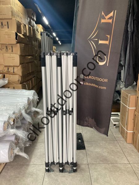 CLK 2x4 mt 40mm Alüminyum Katlanabilir Tente Gazebo Çadır 3 Kenar Yarım Duvarlı Saks Mavi