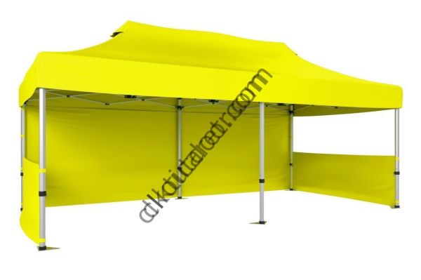 CLK 2x4 mt 40mm Alüminyum Katlanabilir Tente Gazebo Çadır 1 Tam Duvar 2 Yarım Duvar Sarı
