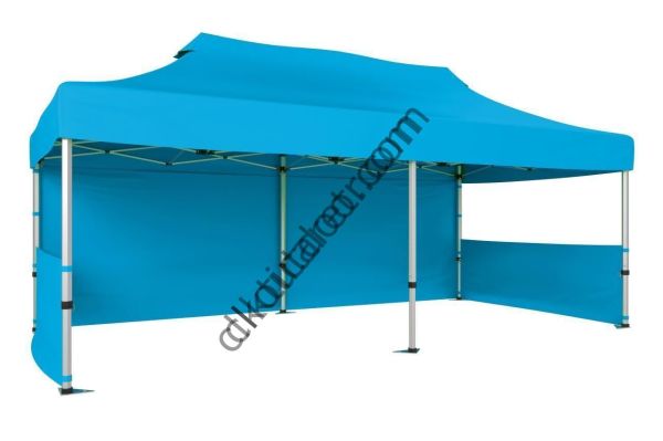 CLK 2x4 mt 40mm Alüminyum Katlanabilir Tente Gazebo Çadır 1 Tam Duvar 2 Yarım Duvar Açık Mavi (Turkuaz)