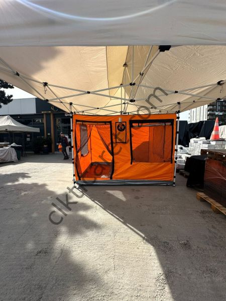 CLK 3x6 Verendalı 30 mm Profil Portatif Katlanır Gazebo Kamp Çadır Turuncu Bej