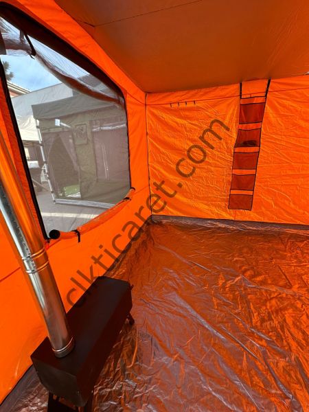 CLK 3x6 Verendalı 30 mm Profil Portatif Katlanır Gazebo Kamp Çadır Turuncu Bej