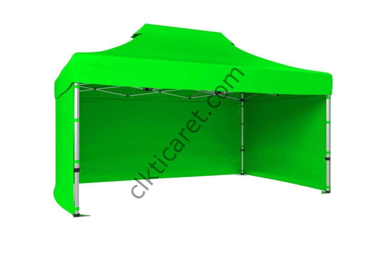 CLK 3x4,5 40mm Alüminyum Katlanabilir Tente Gazebo Çadır 3 Kenar Kapalı Açık Yeşil